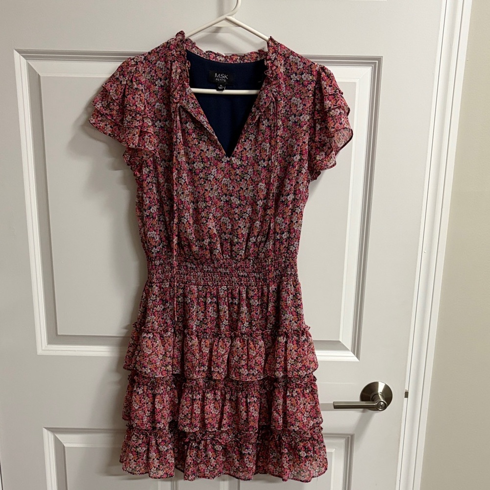 MSK Pink and Blue Floral Mini Dress